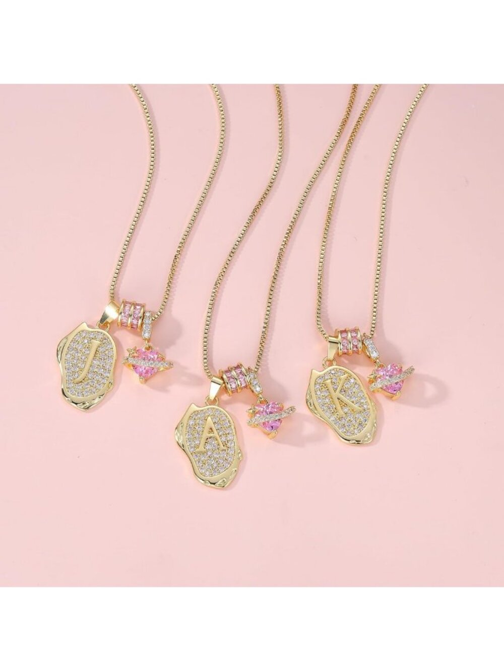 14K Gold Plated Heart Planet Pendant Necklace for Women - Stylish Letter Jewelry - Picture 7 of 7